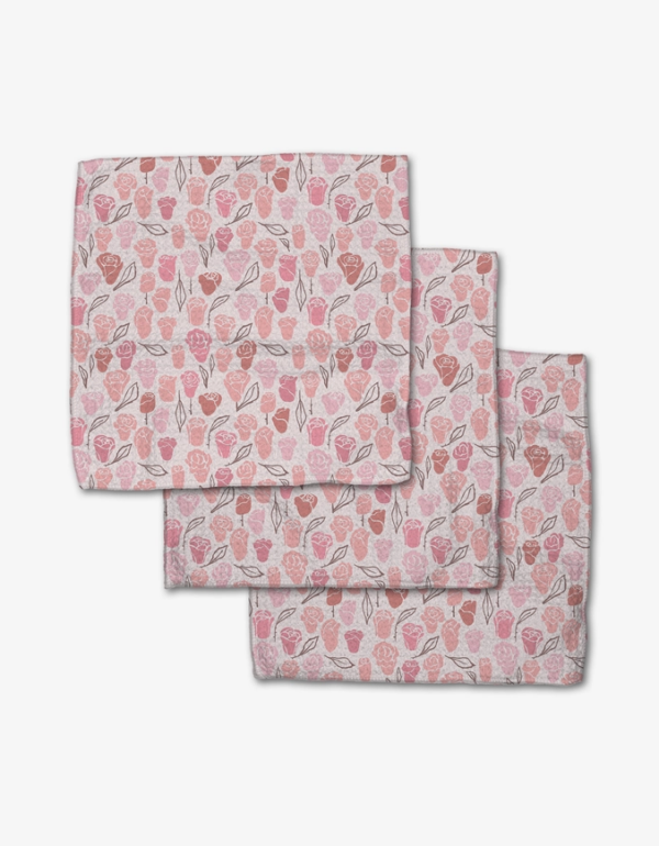Geometry Neutral Rose Dishcloth Set: Sustainable Romance for Your Kitchen