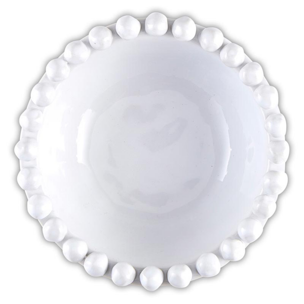 White Ceramic Beaded Bowl - Modern Accent for Home Decor, (5" diameter) - Image 2