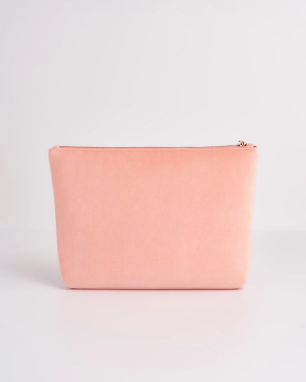 Fable Midsummer Dream Cherry Embroidered Peach Velvet Pouch: Luxurious Storage for Your Essentials - Image 4