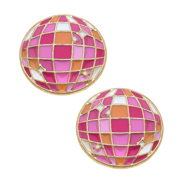 Rodeo Disco Ball Enamel Stud Earrings