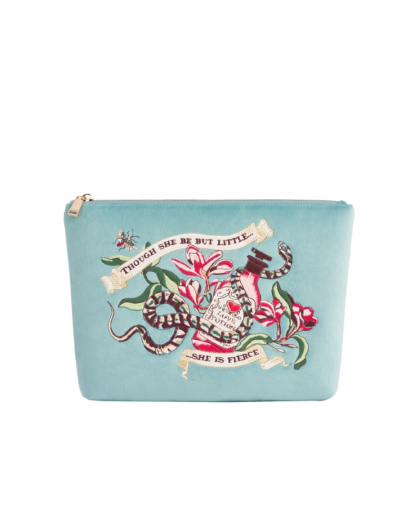 Fable Midsummer Dream Love Potion Embroidered Teal Velvet Pouch: A Touch of Whimsy for Your Beauty Essentials