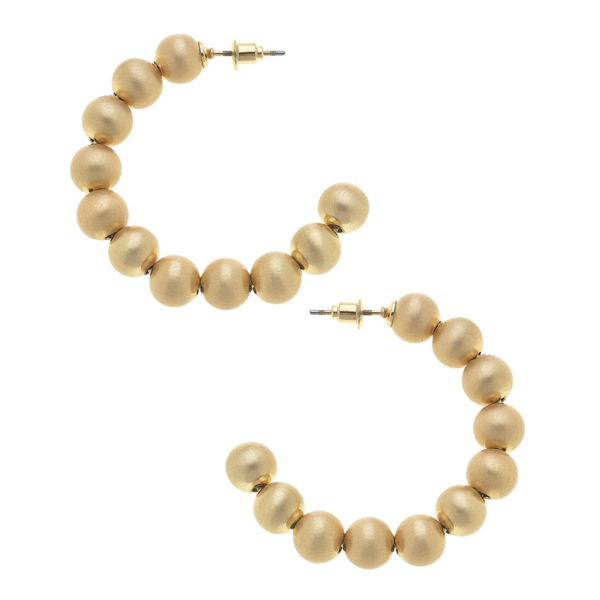 Phoebe Ball Bead Hoop Earrings in Satin Gold