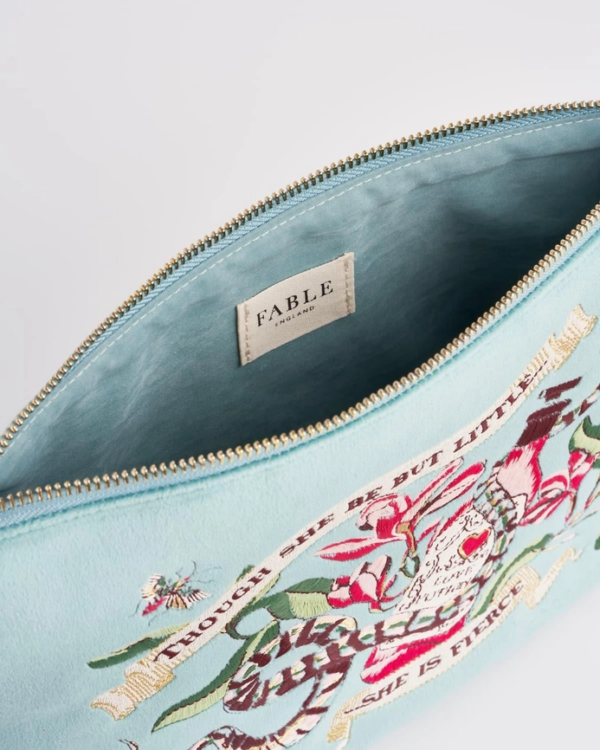 Fable Midsummer Dream Love Potion Embroidered Teal Velvet Pouch: A Touch of Whimsy for Your Beauty Essentials - Image 2