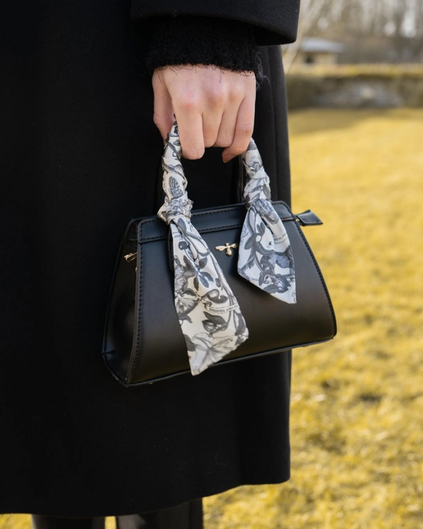 Fable Tree of Life Black Mini Structured Tote: Chic Accessory for Every Occasion - Image 3