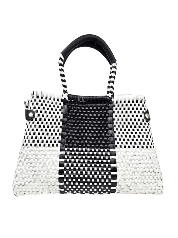 Less Pollution Convertible Handbag: Eco-Friendly Luxury for the Modern Woman, Black & White - Image 2