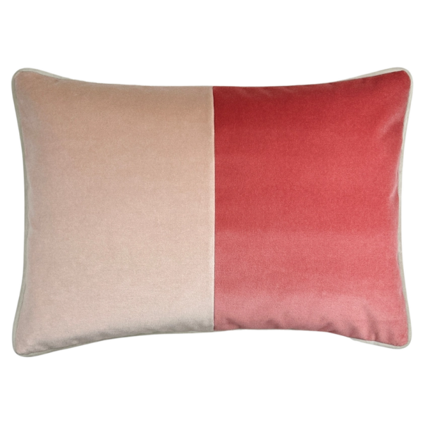 Andrews Color Block Velvet Pillow | Coral, Rosewater & Oyster (Luxury Throw Pillow)