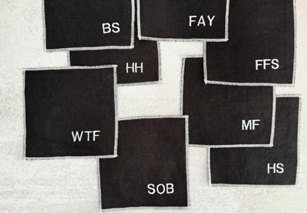 Secret Swear Word Coasters (Set of 8) | Hilarious Monogram Designs for Cocktail Parties (Black & White)