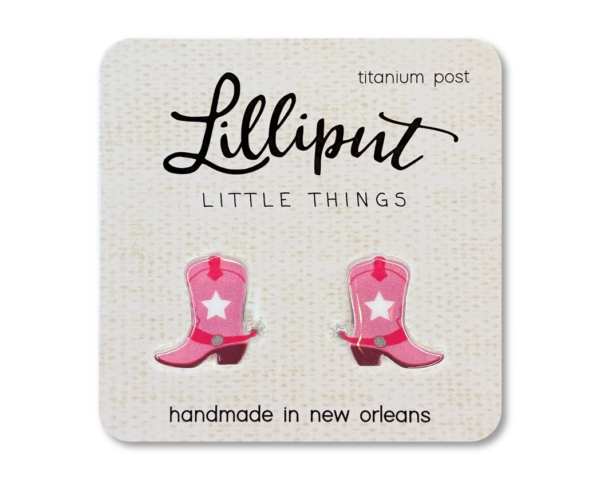 Giddy Up! Pink Cowgirl Boot Earrings