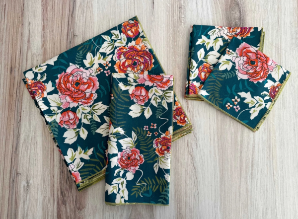 Emerald Garden Cloth Napkins (Set of 4) | 18" Vibrant Floral Napkins for Everyday Use