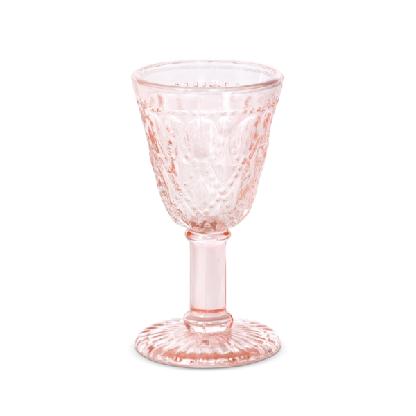 Park Hill Collection La Boheme Pink Goblet | Blush-Toned Pressed Glass for Every Occasion