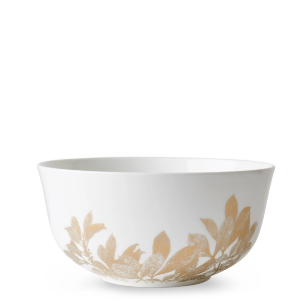 Caskata Gold Arbor Medium Serving Bowl | 9.5" Luxurious Bowl with Delicate Gold Botanical Motif