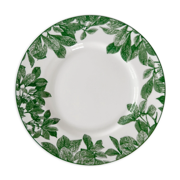 Caskata Arbor Green Rimmed Dinner Plate | 10.75" Porcelain Plate with Delicate Green Border