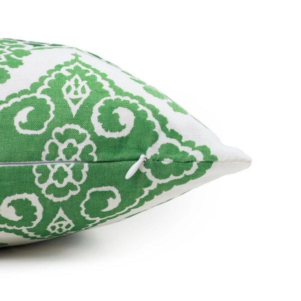 Camilla Leaf Print Pillow | Green & White Medallion Design (22" x 22") - Image 2