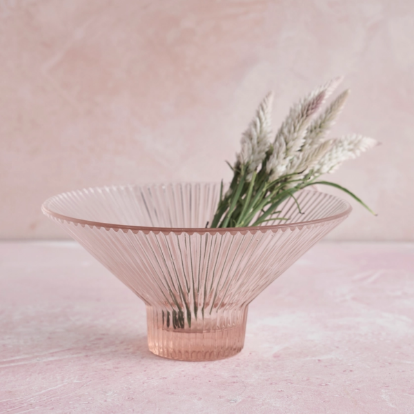 Vintage Pressed Pink Glass Low Bowl | Decorative Candy Dish or Fruit Bowl (8" Diameter)