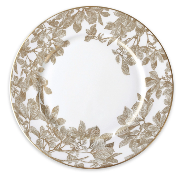 Caskata Arbor Gold Rimmed Charger Plate (Set of 4) | 12.25" Premium Porcelain Charger with Delicate Gold Motif