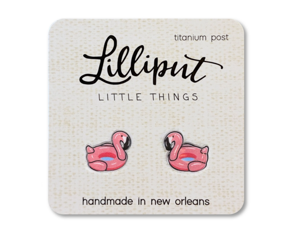 Flock Away! Pink Flamingo Pool Floatie Earrings (Hypoallergenic & Waterproof)