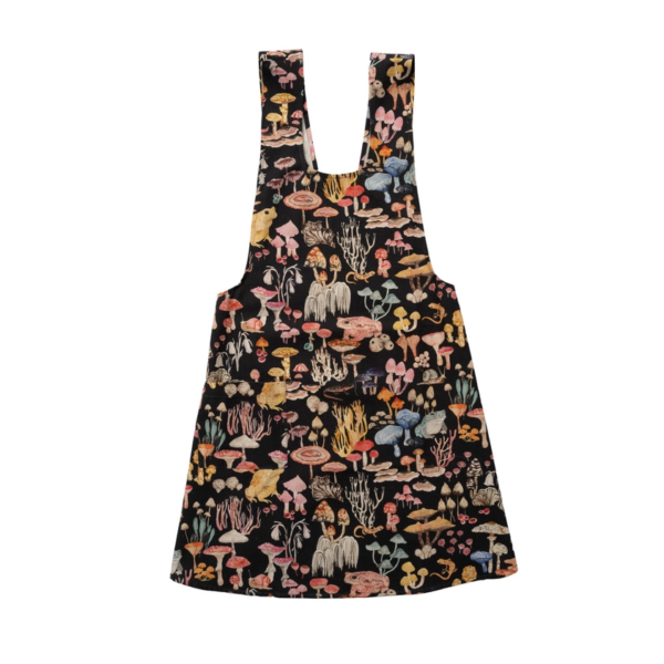 Embrace Dark Whimsy: The Pinafore Apron - Mushroom Magic (Black)