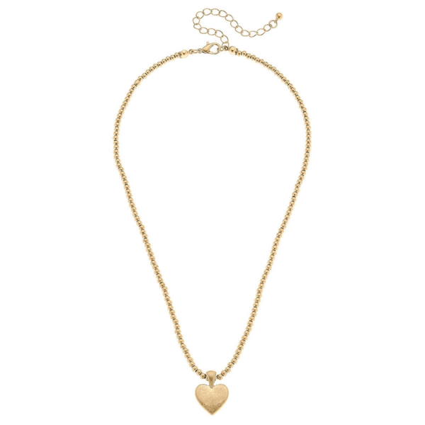 Timeless Love: Macy Heart Pendant Necklace in Worn Gold - Image 2