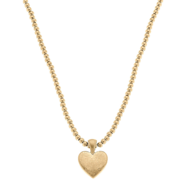 Timeless Love: Macy Heart Pendant Necklace in Worn Gold