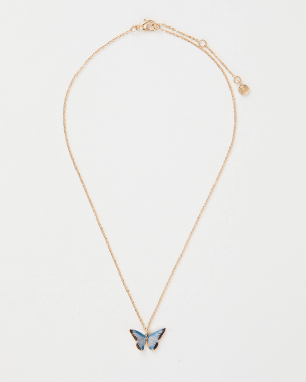 Fable Enamel Blue Butterfly Short Necklace - Image 2