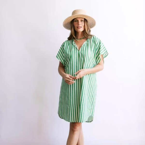 Cove Dress Green Stripe