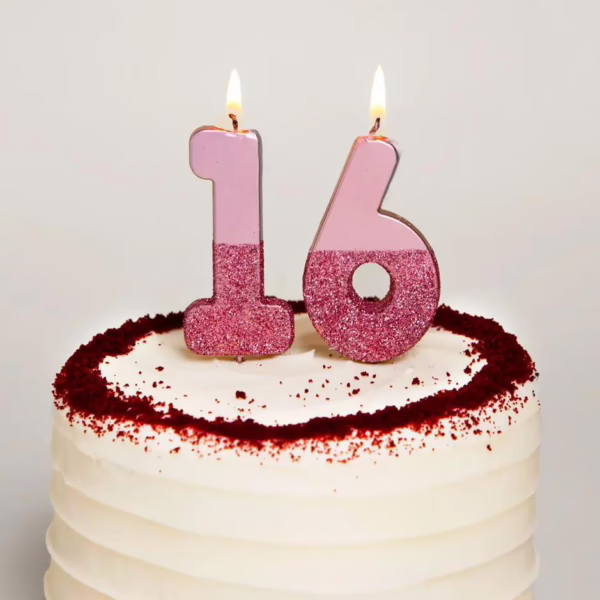 Rose Gold Glitter Number Candle - Image 2