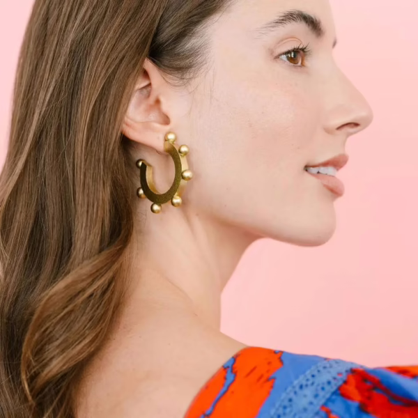 Gold Metallic Bead Hoops - Image 2