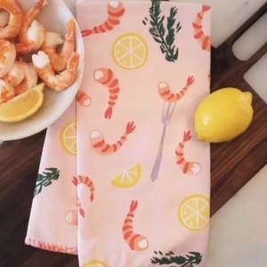 Shrimp Cocktail Towel with Embroidery