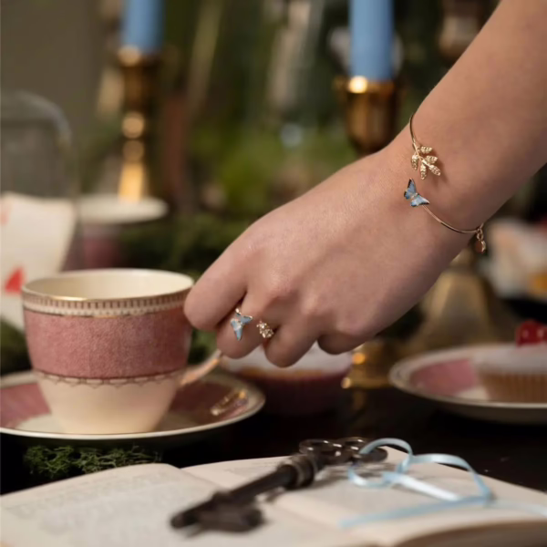 Fable Enamel Blue Butterfly Bangle - Image 2