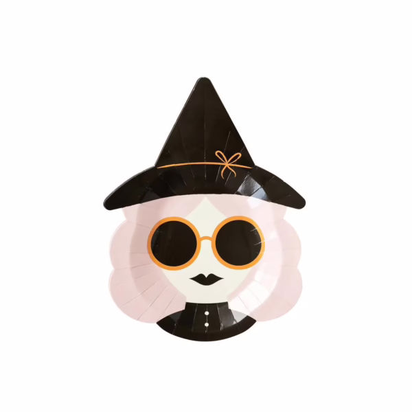 Pink Witch Paper Plate