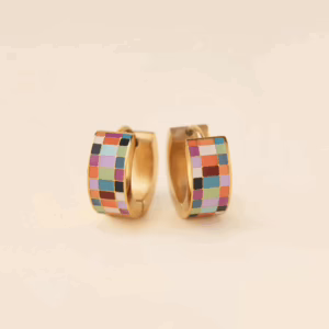 Checkered Hoop Earrings